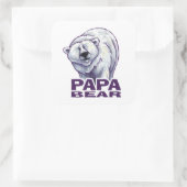 Papa Polar Bear Quadratischer Aufkleber (Tasche)