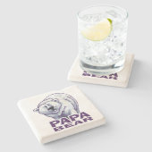 Papa Polar Bear Steinuntersetzer (Seitenansicht)
