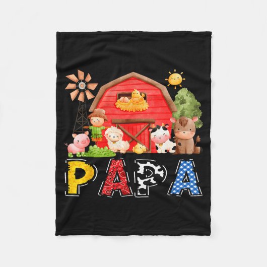 Papa Red Farm Cow Birthday Boy Matching Family Par Fleecedecke (Vorderseite)