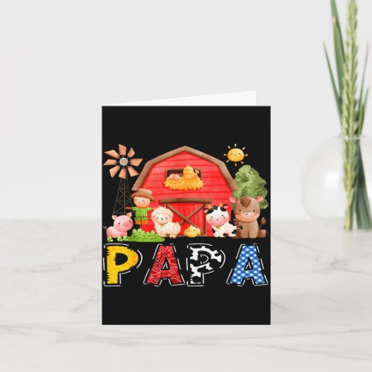 Papa Red Farm Cow Birthday Boy Matching Family Par Karte (Vorderseite)