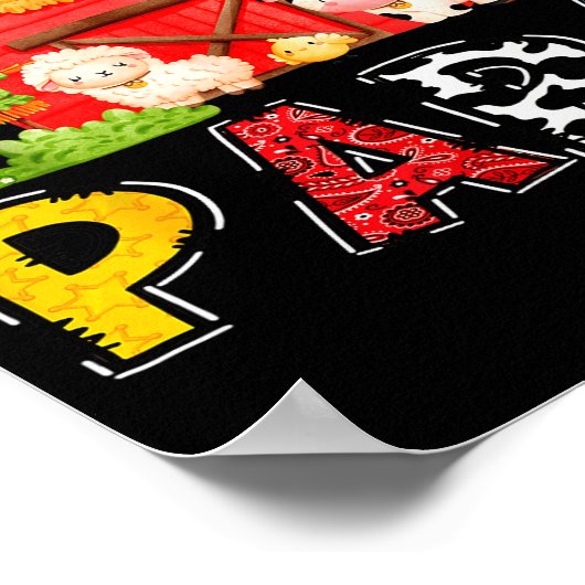 Papa Red Farm Cow Birthday Boy Matching Family Par Poster (Ecke)