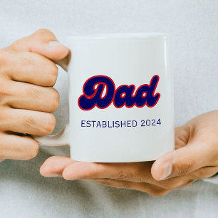 Papa Retro Rot und Blau, benutzerdefiniertes Jahr  Kaffeetasse