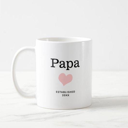 Papa, rosa Herz, Single Foto Custom Kaffeetasse (Links)