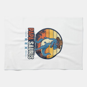 Papa Saurus Rex Cowboy Dinosaur Vintage Shirt_1 Geschirrtuch