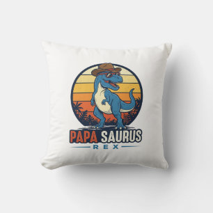Papa Saurus Rex Cowboy Dinosaur Vintage-Shirt_1 Kissen