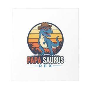 Papa Saurus Rex Cowboy Dinosaur Vintage-Shirt_1 Notizblock