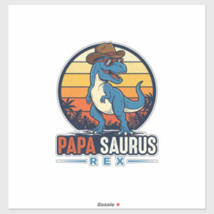 Papa Saurus Rex Cowboy Dinosaur Vintage T-Shirt_1 Aufkleber