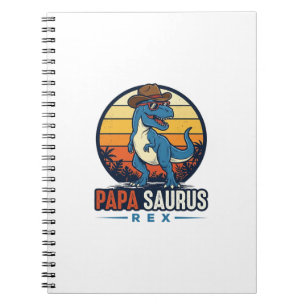 Papa Saurus Rex Cowboy Dinosaur Vintage T-Shirt_1 Notizblock