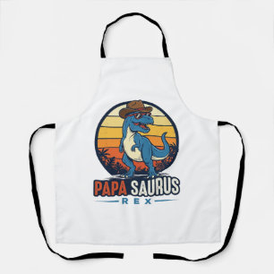 Papa Saurus Rex Cowboy Dinosaur Vintage T-Shirt_1 Schürze