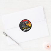 Papa Saurus Trex Retro Vintag Sunset Runder Aufkleber (Umschlag)