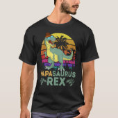 Papa Saurux Rex Dinosaur Retro Sunset Palm Tree Fa T-Shirt (Vorderseite)