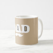 Papa Schnurrbart Tasse Hellbraun und Weiß (VorderseiteRechts)