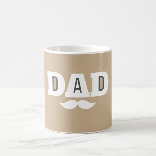 Papa Schnurrbart Tasse Hellbraun und Weiß (Mittel)