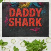 Papa Shark Vatertag Geschenke Geschirrtuch (Gefaltet)