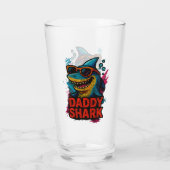 Papa Shark Vatertag Geschenke Glas (Rückseite)
