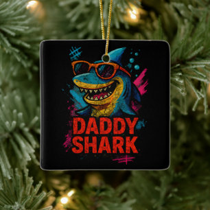 Papa Shark Vatertag Geschenke Keramikornament