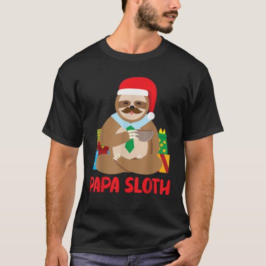 Papa Sloth Matching Family Pajama PJ Weihnachten T-Shirt (Vorderseite)