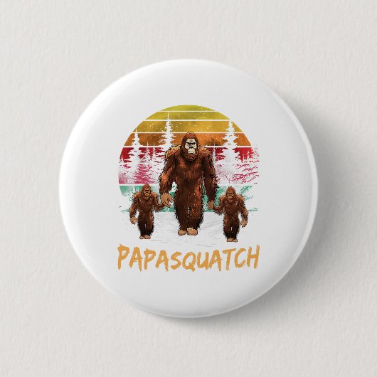 Papa Squatch Retro Bigfoot Vater Sasquatch Yeti Fa Button (Vorderseite)