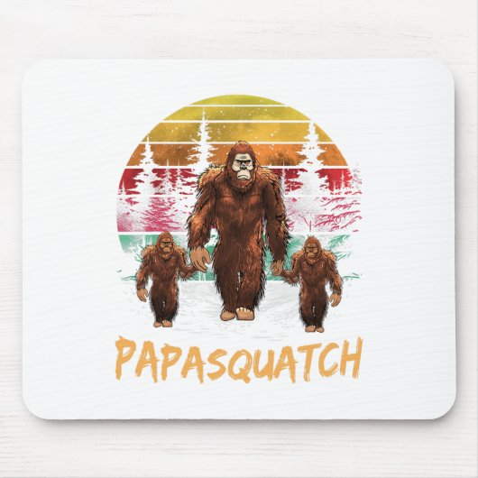 Papa Squatch Retro Bigfoot Vater Sasquatch Yeti Fa Mousepad (Vorne)