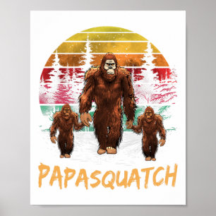 Papa Squatch Retro Bigfoot Vater Sasquatch Yeti Fa Poster