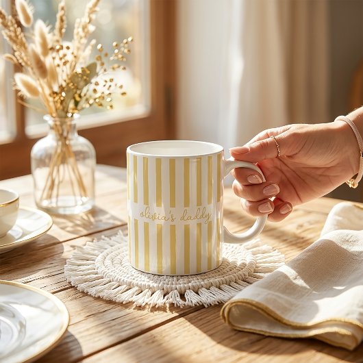 Papa-Tasse benutzerdefiniert gestreift Kinder Name Kaffeetasse