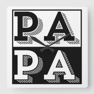 PAPA TYPOGRAFIE VATER DAY GIFT QUADRATISCHE WANDUHR