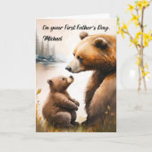 Papa und Baby Bear Personalisiert Karte (Gelbe Blume)