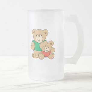 Papa und Babyjungenbär Mattglas Bierglas