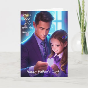 Papa und Tochter, die Magie vollbringen Feiertagskarte
