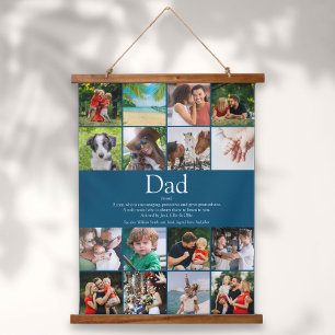 Papa Vater Definition 16 Fotocollage Blau Wandteppich Mit Holzrahmen