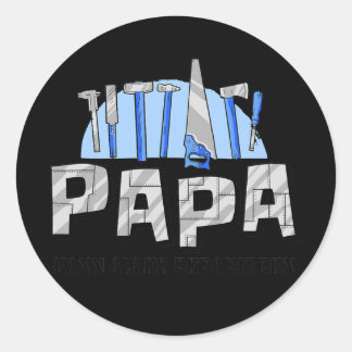 Papa Vater-Tag Papa kann alles Reparieren Runder Aufkleber
