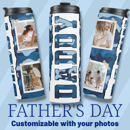 Papa Vatertag Fotos blau Thermosbecher