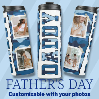 Papa Vatertag Fotos blau Thermosbecher