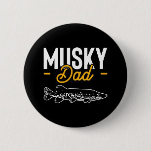 Papa Vatertag Musky Muskellunge Hecht Fisch  Button