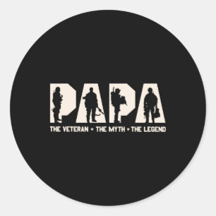 Papa Veteran The Myth The Legend Vathers Day Grand Runder Aufkleber