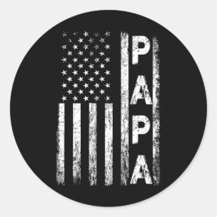 Papa Vintag American Flag Vatertag am 4. Juli Runder Aufkleber