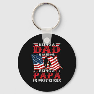 Papa Vintag American Flag Vatertag am 4. Juli Schlüsselanhänger