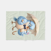 Papa-Vogel-Familie-Fleece-Decke Fleecedecke (Vorderseite (Horizontal))