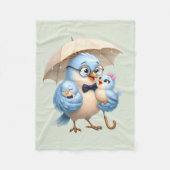 Papa-Vogel-Familie-Fleece-Decke Fleecedecke (Vorderseite)