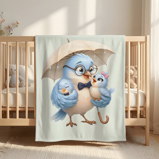 Papa-Vogel-Familie-Fleece-Decke Fleecedecke