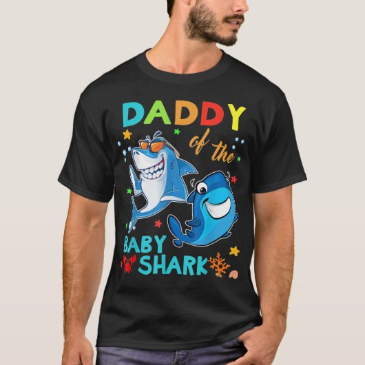 Papa vom Baby Shark Birthday Daddy Shark Essen T-Shirt (Vorderseite)