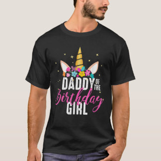 Papa vom Geburtstagskind Vater Gift Unicorn Bir T-Shirt