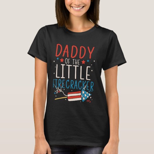 Papa vom kleinen Firecracker am 4. Juli T-Shirt (Vorderseite)
