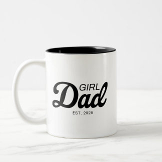 Papa von Mädchen Est. 20XX Vatertag Geschenk für P Zweifarbige Tasse