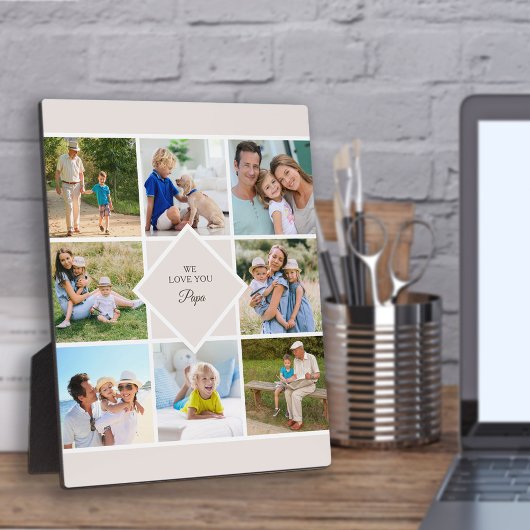 Papa We Liebe Sie 8 Foto Collage Cream Plaque Fotoplatte