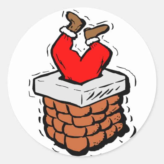 Papá Weihnachten pegó la chimenea Runder Aufkleber (Vorderseite)