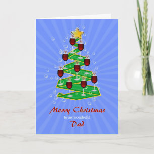 Papa, Weihnachtsbaum mit Wein Feiertagskarte
