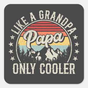Papa wie ein Opa nur Cooler Retro Quadratischer Aufkleber