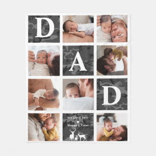 Papa wir lieben dich Moderne 8-Foto-Schwarz-Camo Fleecedecke