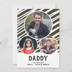 Papa wir lieben dich Streifen 3 Fotos Vater-Tag  Feiertagskarte